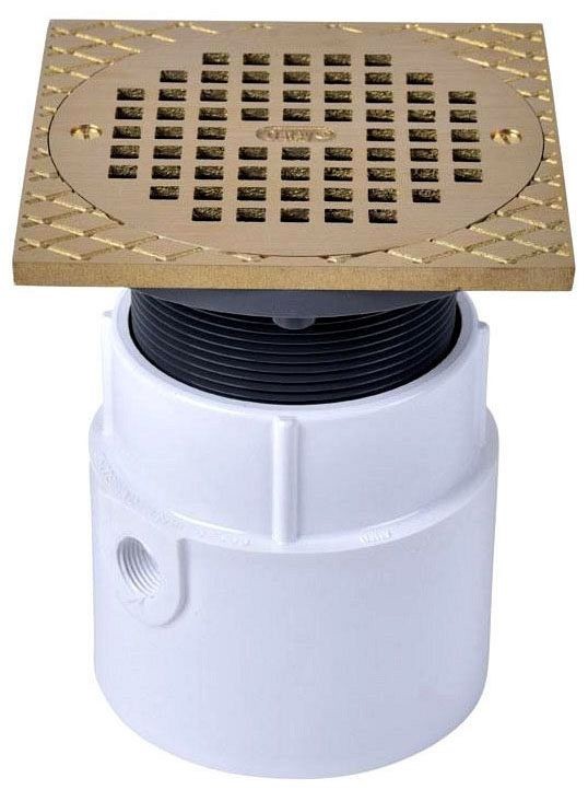 Oatey 72148 Drain 4″ PVC Heavy Duty Bottom Outlet Round Grate Brass