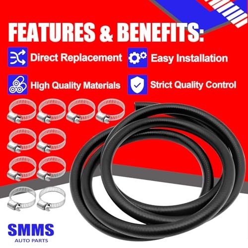 SMMS 11FT Length Reinforced Rubber Heater Hose Coolant Radiator with 10 Hose